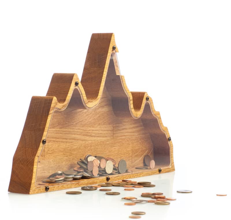 Mountain Piggy Bank - Custom Name Coin Bank - Personalized Gift for Boys Girls