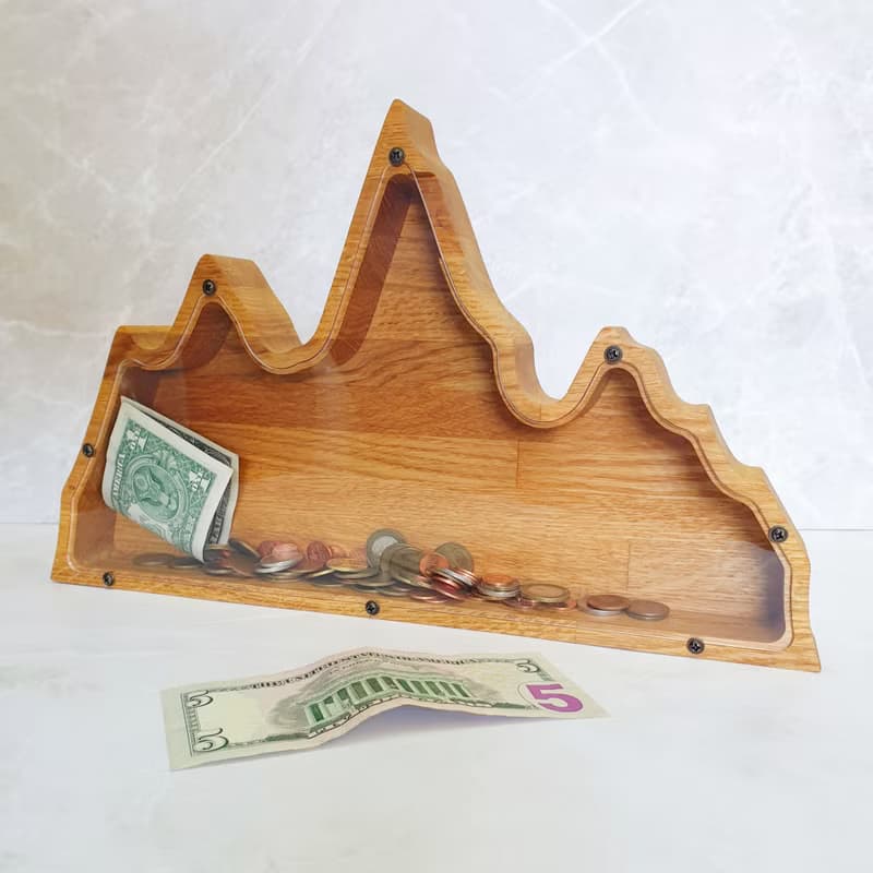 Mountain Piggy Bank - Custom Name Coin Bank - Personalized Gift for Boys Girls