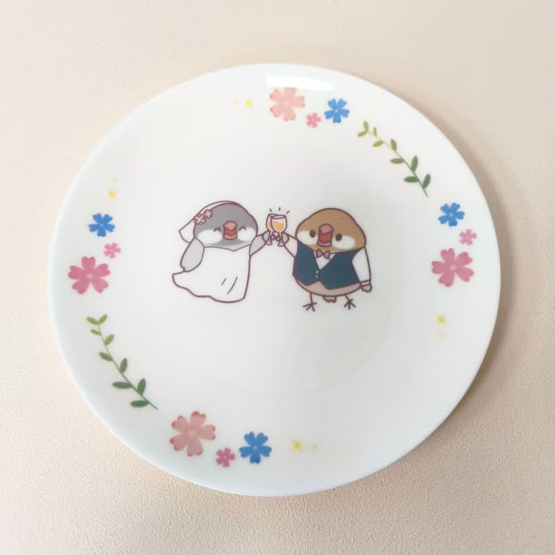 合作插畫藝術家-Dream Hugo夢想雨果 新婚快樂 文鳥骨瓷盤組