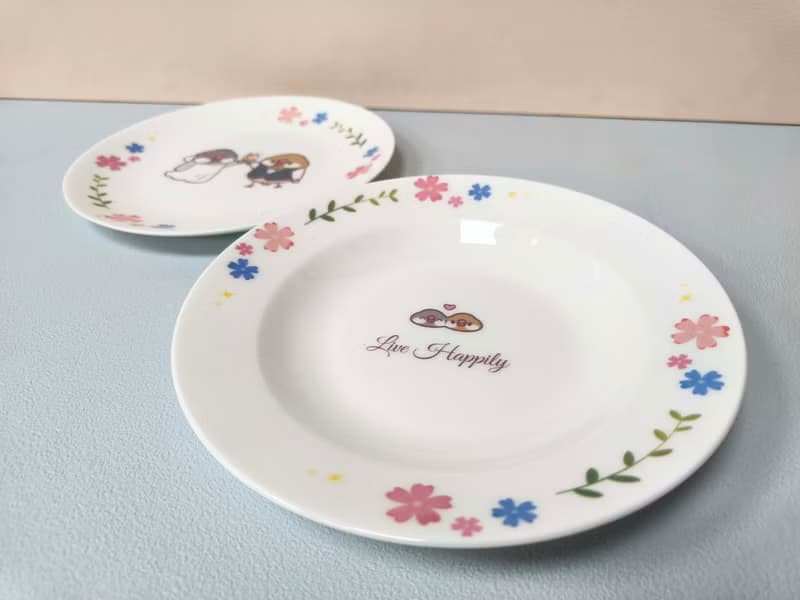 合作插畫藝術家-Dream Hugo夢想雨果 新婚快樂 文鳥骨瓷盤組