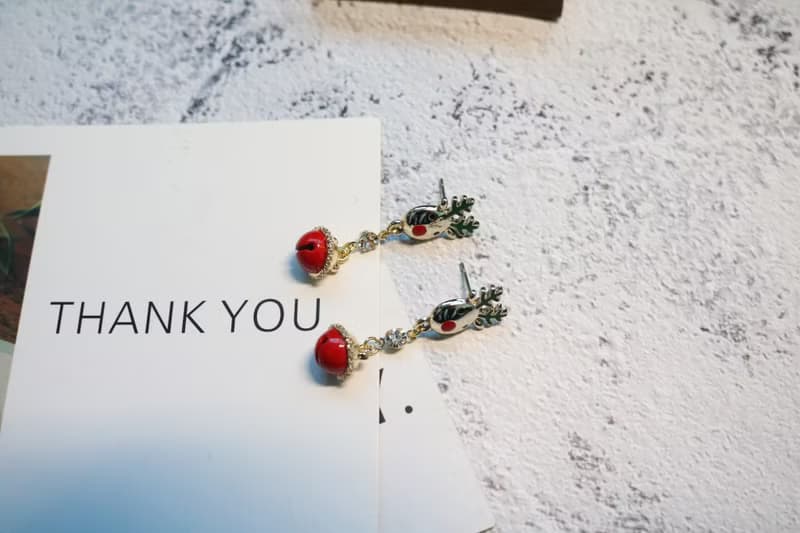 聖誕交換禮物麋鹿鈴鐺耳釘耳飾Earrings