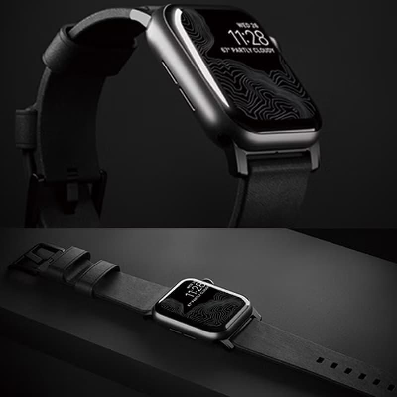 【美國NOMAD】 Apple Watch專用質樸黑皮革錶帶-摩登黑42/44/45mm