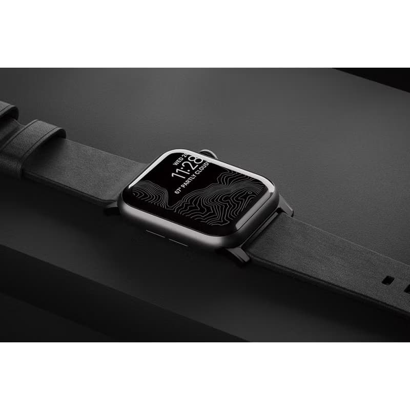 【美國NOMAD】 Apple Watch專用質樸黑皮革錶帶-摩登黑42/44/45mm