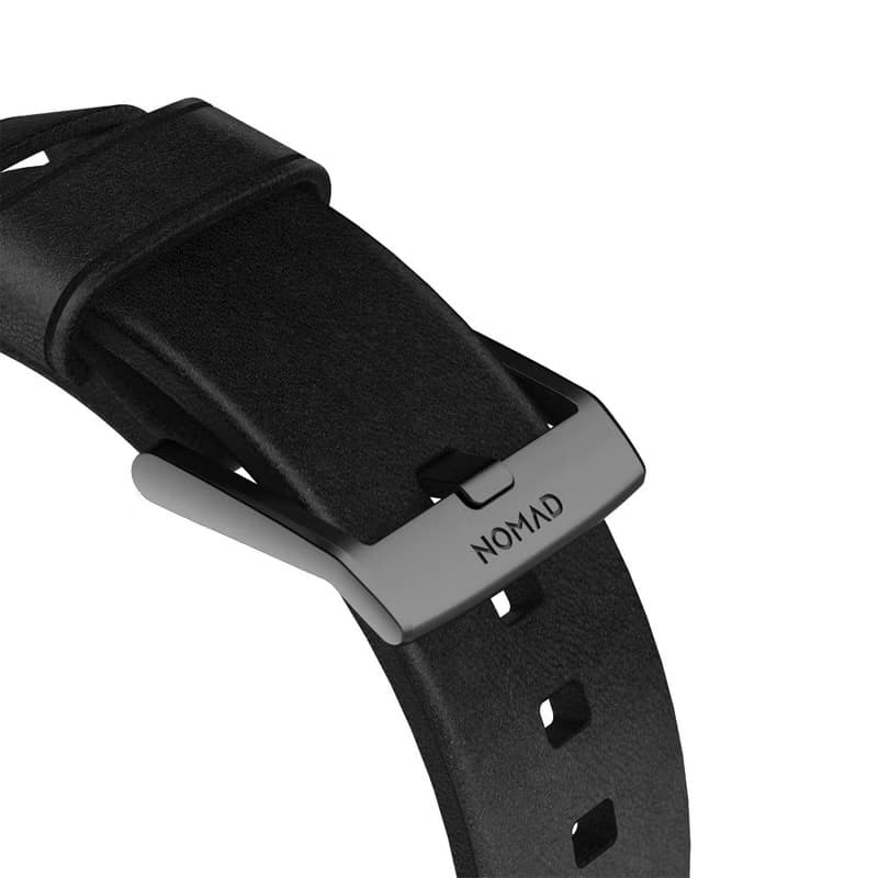 【美國NOMAD】 Apple Watch專用質樸黑皮革錶帶-摩登黑42/44/45mm