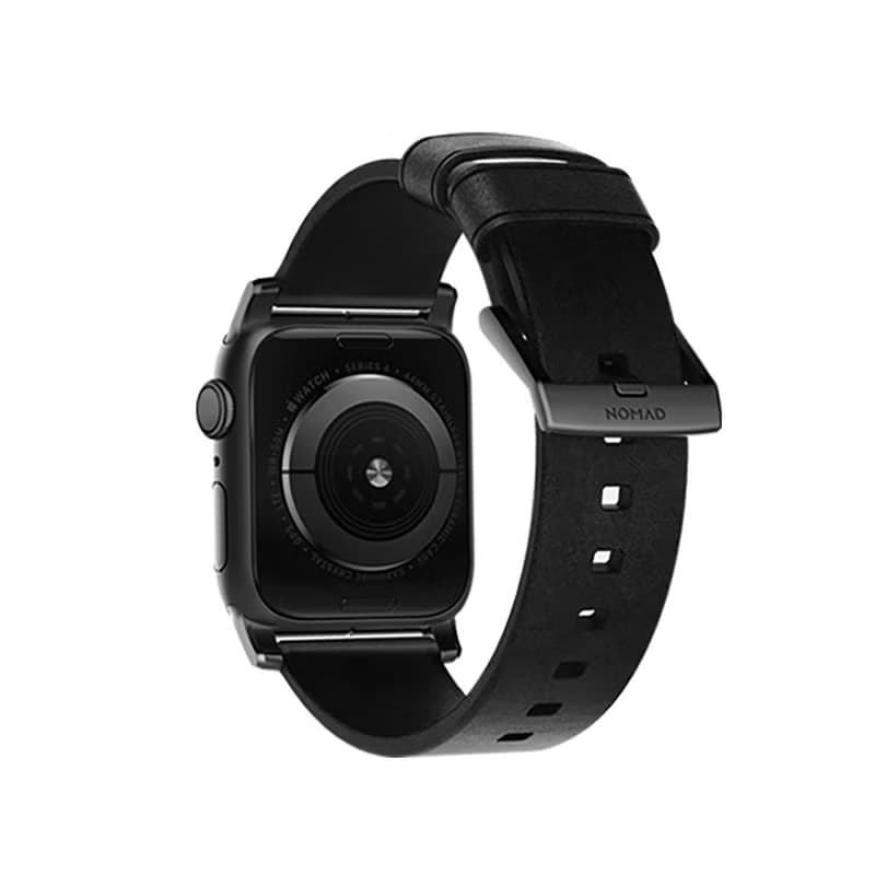 【美國NOMAD】 Apple Watch專用質樸黑皮革錶帶-摩登黑42/44/45mm