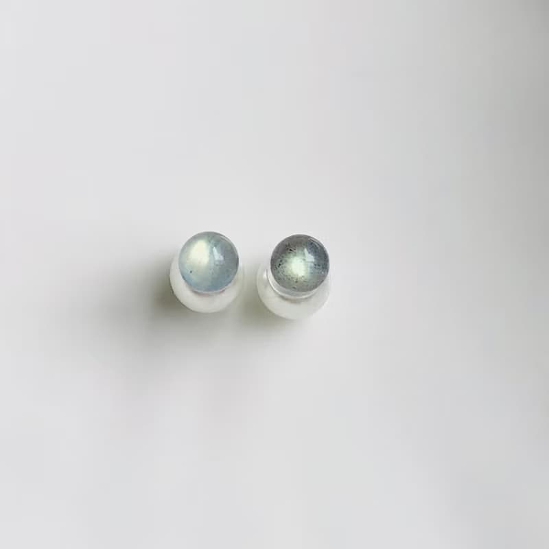 ITS-E155【925銀・碧玉・花珀・灰月光】耳釘耳針耳環1對