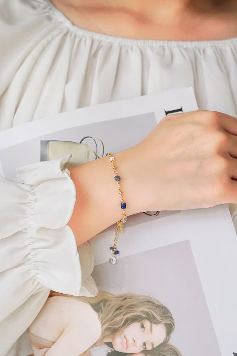 正能量 淨化 x 藍晶石 白水晶 石英石 K金 藍 【繁星點點】 手鍊