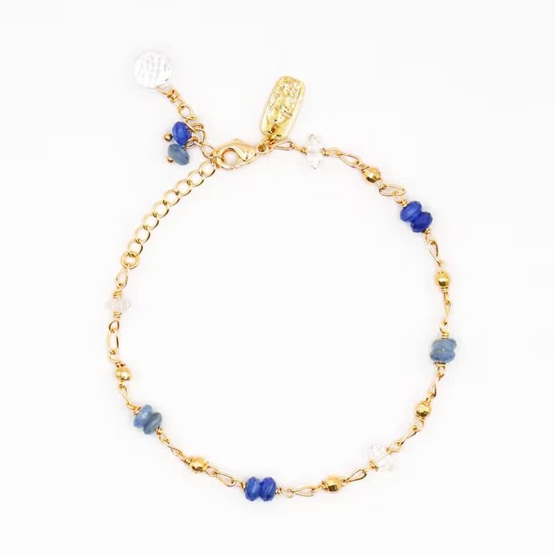 正能量 淨化 x 藍晶石 白水晶 石英石 K金 藍 【繁星點點】 手鍊