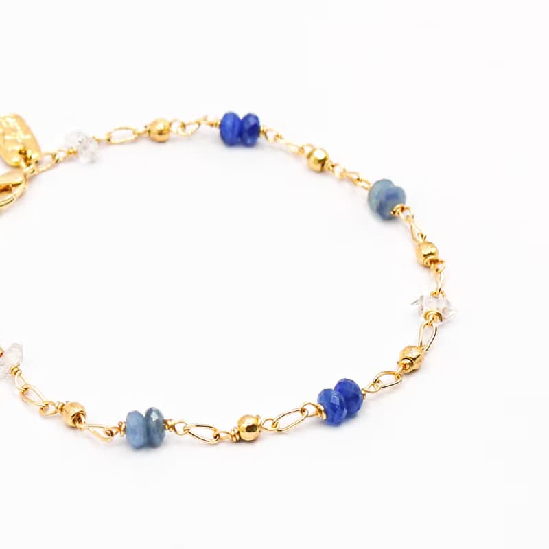 正能量 淨化 x 藍晶石 白水晶 石英石 K金 藍 【繁星點點】 手鍊