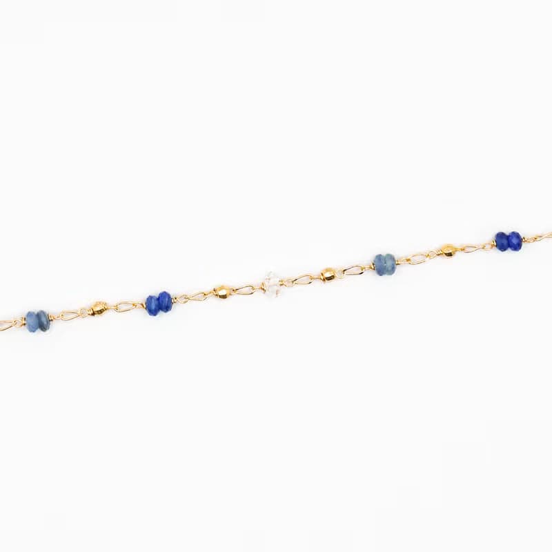 正能量 淨化 x 藍晶石 白水晶 石英石 K金 藍 【繁星點點】 手鍊