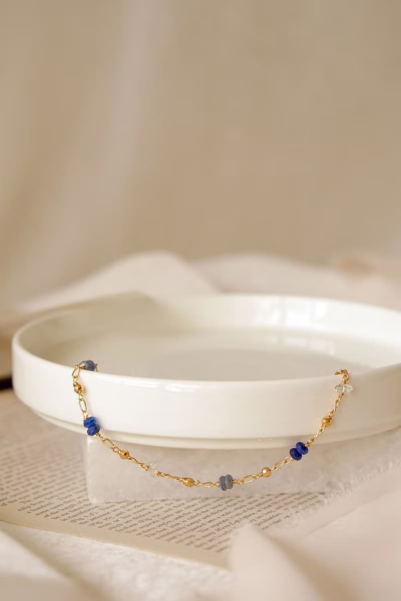 正能量 淨化 x 藍晶石 白水晶 石英石 K金 藍 【繁星點點】 手鍊