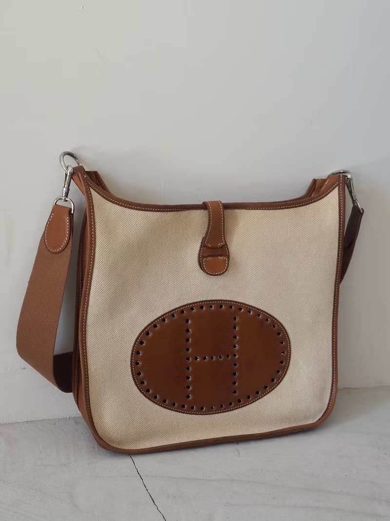 HERMES エルメス エブリン GM ショルダーバッグ トワルアッシュ ブラウン レザー ヴィンテージ ユニセックス