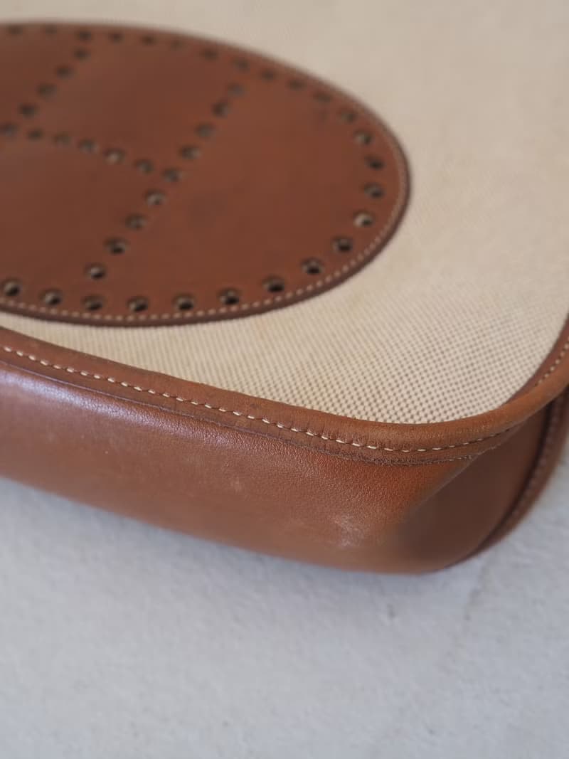 HERMES エルメス エブリン GM ショルダーバッグ トワルアッシュ ブラウン レザー ヴィンテージ ユニセックス