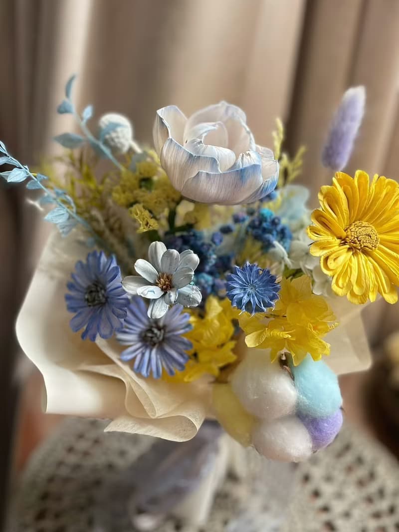 索拉擴香花束-索拉藍色系非洲菊花束/情人節花束/生日禮物