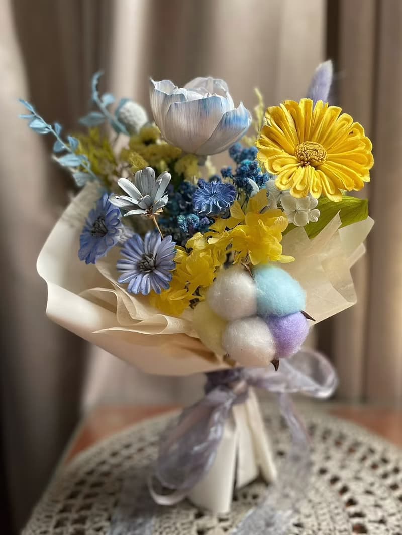 索拉擴香花束-索拉藍色系非洲菊花束/情人節花束/生日禮物