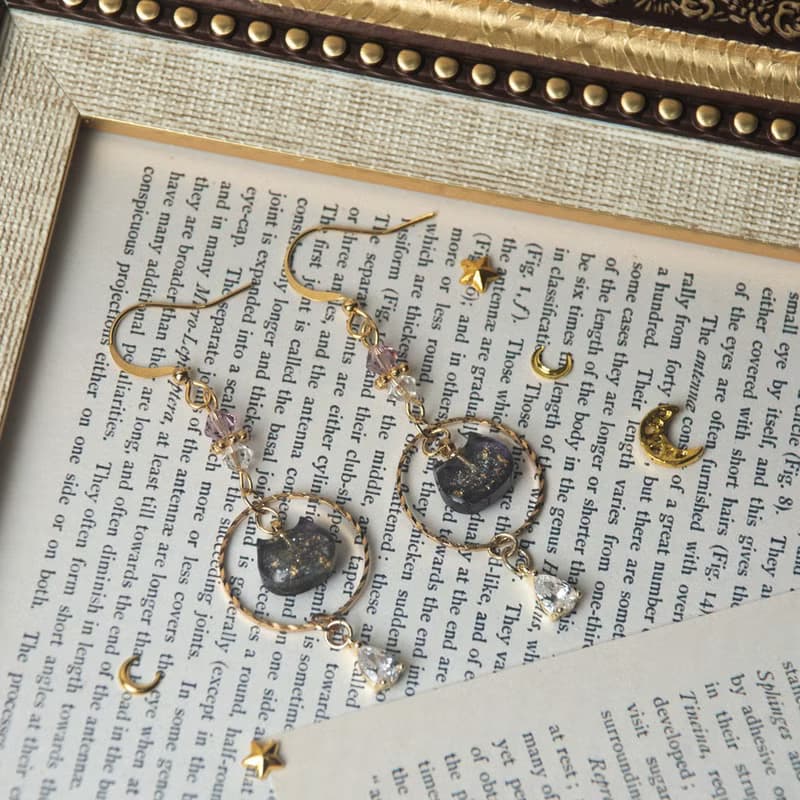 銀河系貓咪多色耳環  星空渲染 耳針 耳夾