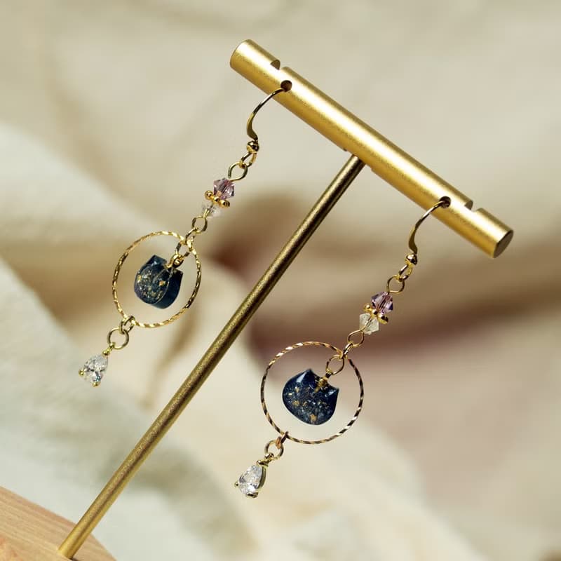 銀河系貓咪多色耳環  星空渲染 耳針 耳夾