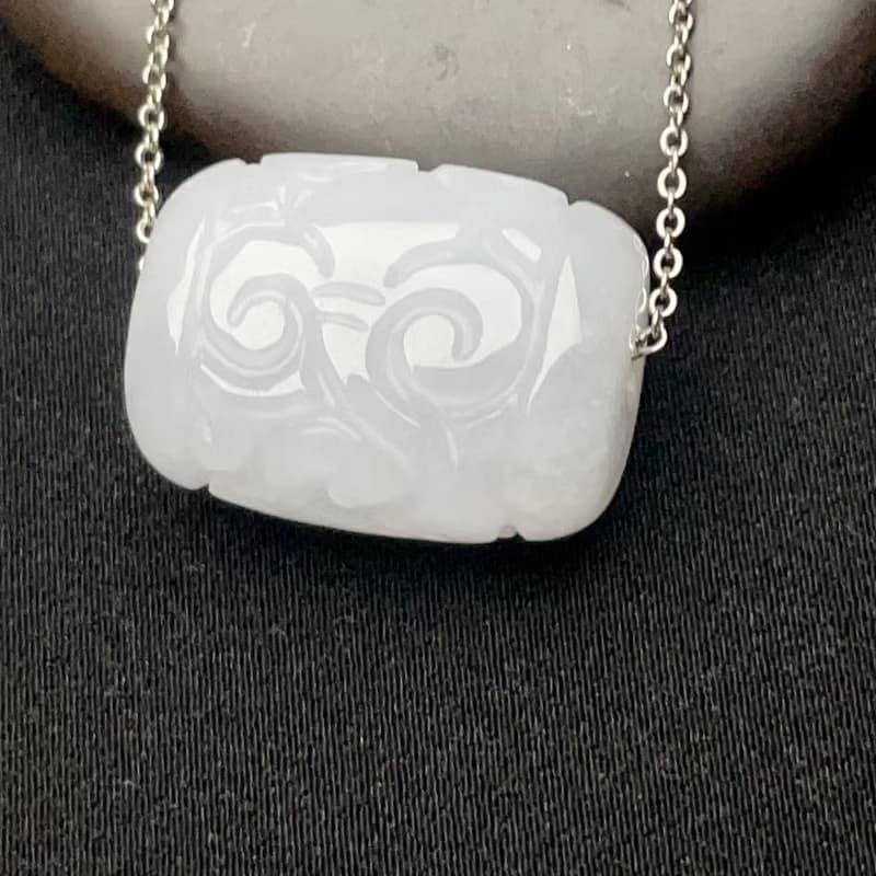 冰糯綠翡翠雕花路路通項鍊 | 天然緬甸玉翡翠A貨