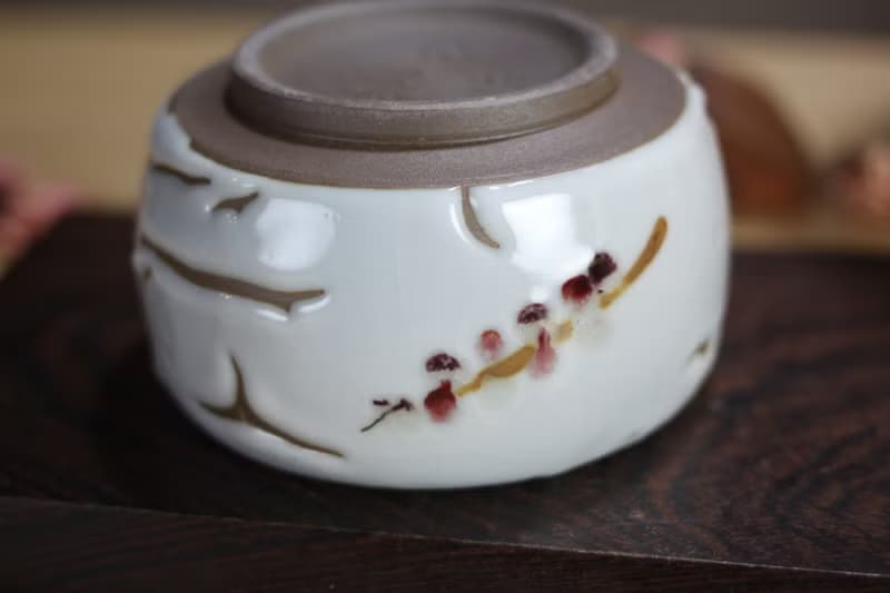 【送禮好物】160ml 踏雪尋梅 茶杯 官窯縮釉 鶯歌葉敏祥手作