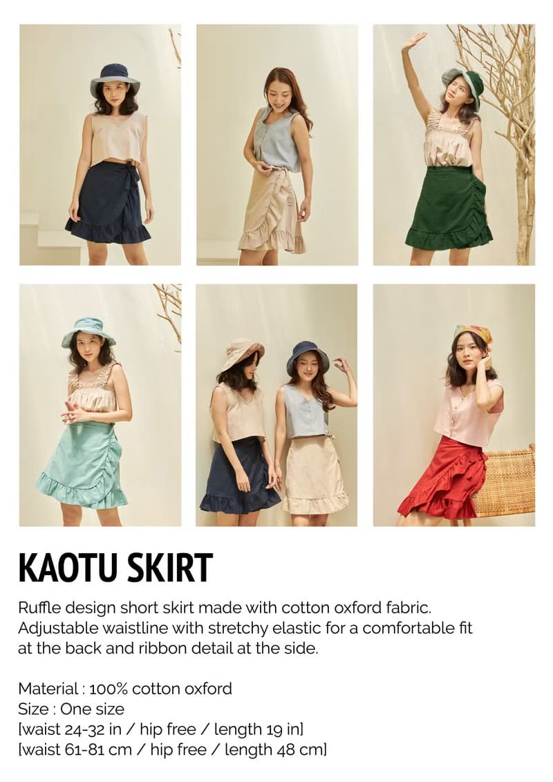KAOTU - 高腰純棉短裙 : 綠色