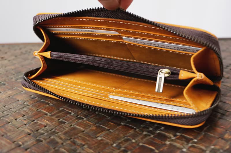 本革メッシュ長財布 ファスナー財布小銭入れ 大容量 カードケース