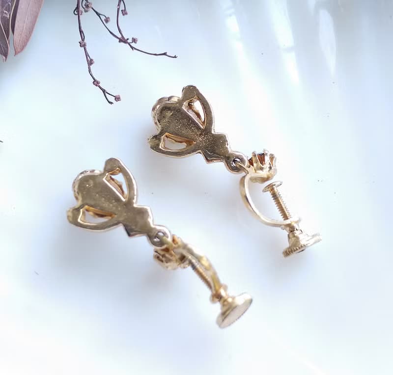 Vintage Jewelry 西洋古董飾品 浪漫 唯美 粉嫩 垂墜 栓式耳環