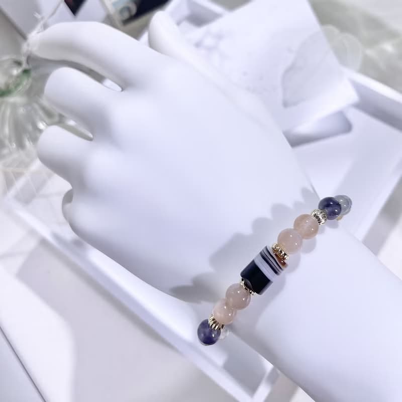 向光的海 | 波斯灣瑪瑙 | 月光 |堇青石 |太陽石 水晶手鍊A13-1