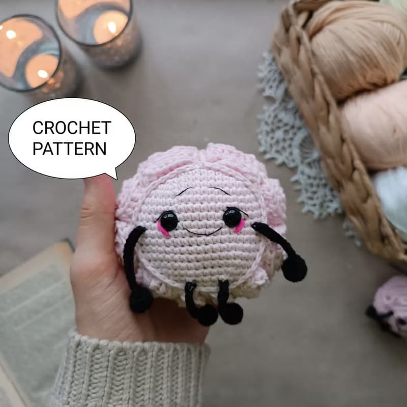 【數位】Crochet pattern brain model, amigurumi brain, anatomical brain crochet patter