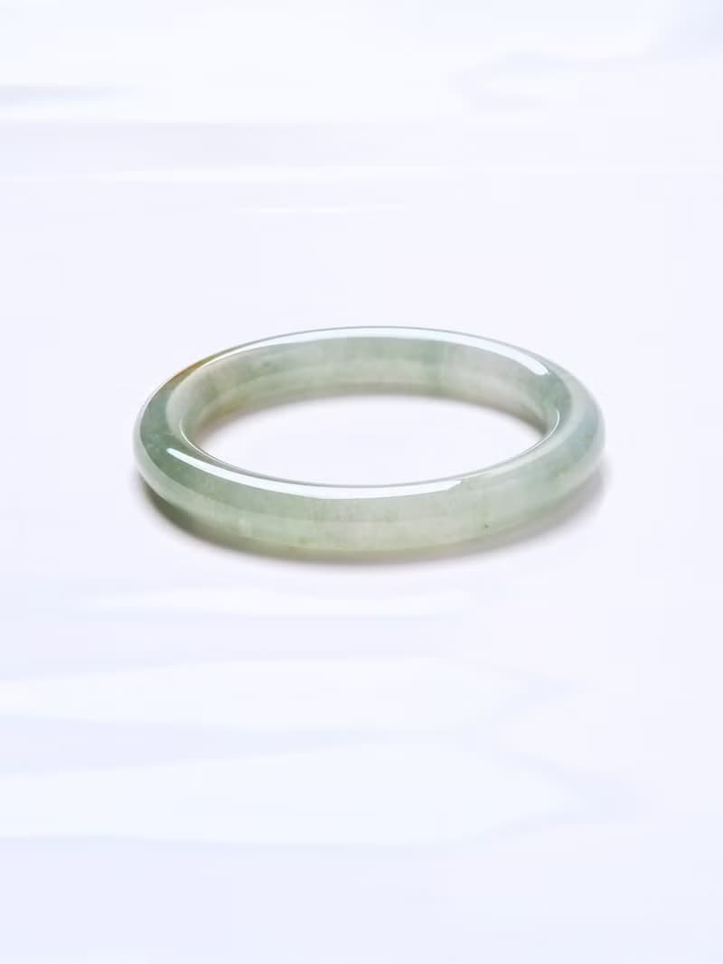 翠煙曉金 | 糯冰種/ 黃翡 / 圓條鐲 / 手圍18 | 天然A貨翡翠玉鐲