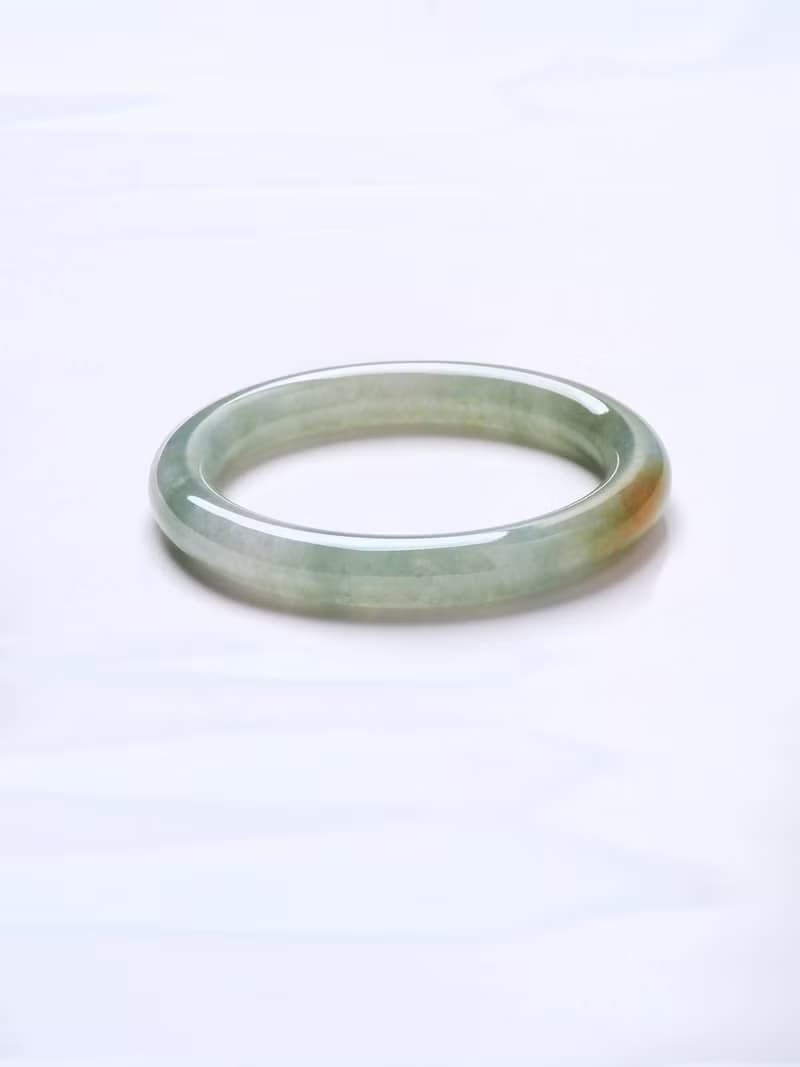 翠煙曉金 | 糯冰種/ 黃翡 / 圓條鐲 / 手圍18 | 天然A貨翡翠玉鐲