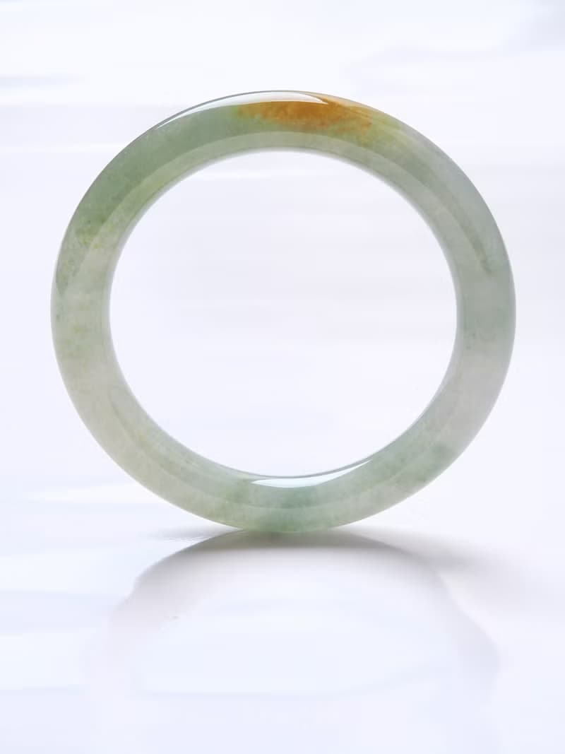 翠煙曉金 | 糯冰種/ 黃翡 / 圓條鐲 / 手圍18 | 天然A貨翡翠玉鐲