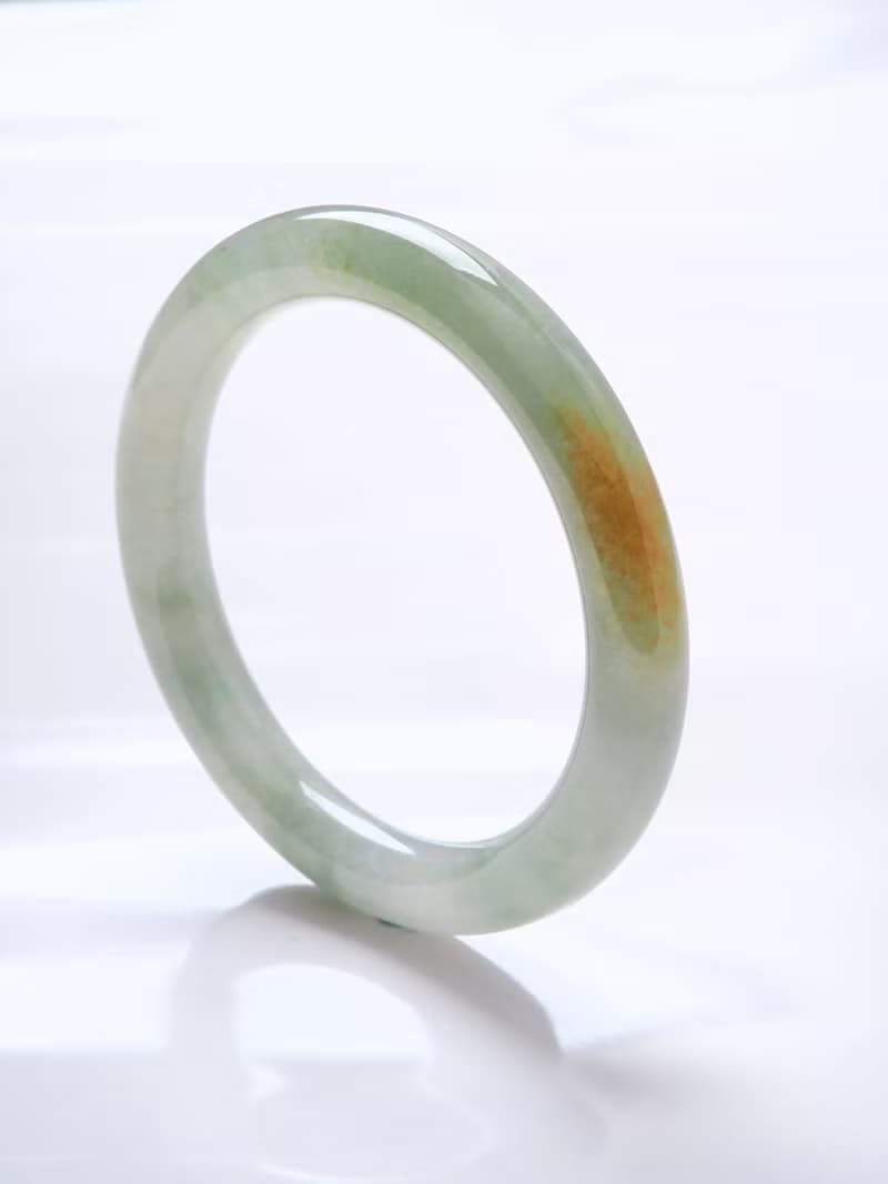 翠煙曉金 | 糯冰種/ 黃翡 / 圓條鐲 / 手圍18 | 天然A貨翡翠玉鐲