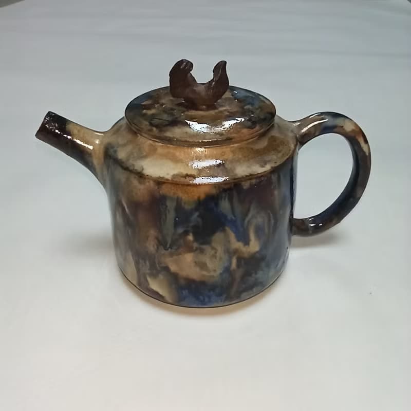 潑墨彩釉手拉胚壺