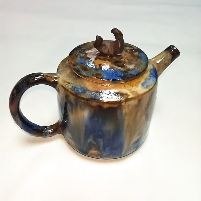 潑墨彩釉手拉胚壺