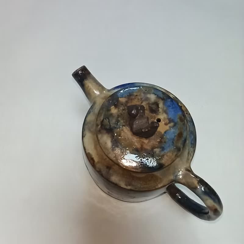 潑墨彩釉手拉胚壺
