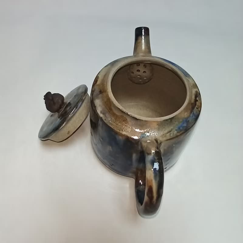潑墨彩釉手拉胚壺
