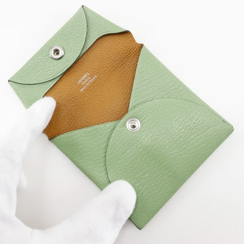 【日本直送】エルメス HERMES バスティア コインケース シェーブル 緑 B レディース【中古】