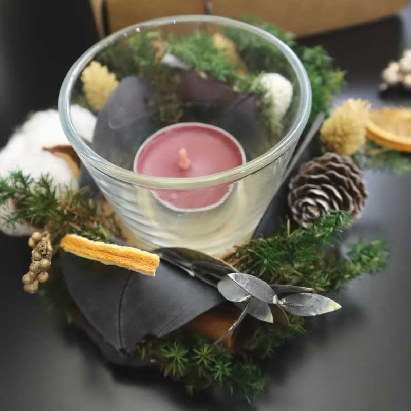 永生花聖誕燭台  附贈森林 莓果茶蠟 聖誕禮物 交換禮物 xmas