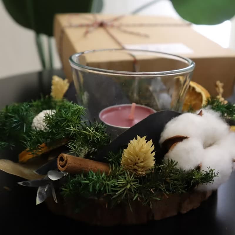 永生花聖誕燭台  附贈森林 莓果茶蠟 聖誕禮物 交換禮物 xmas