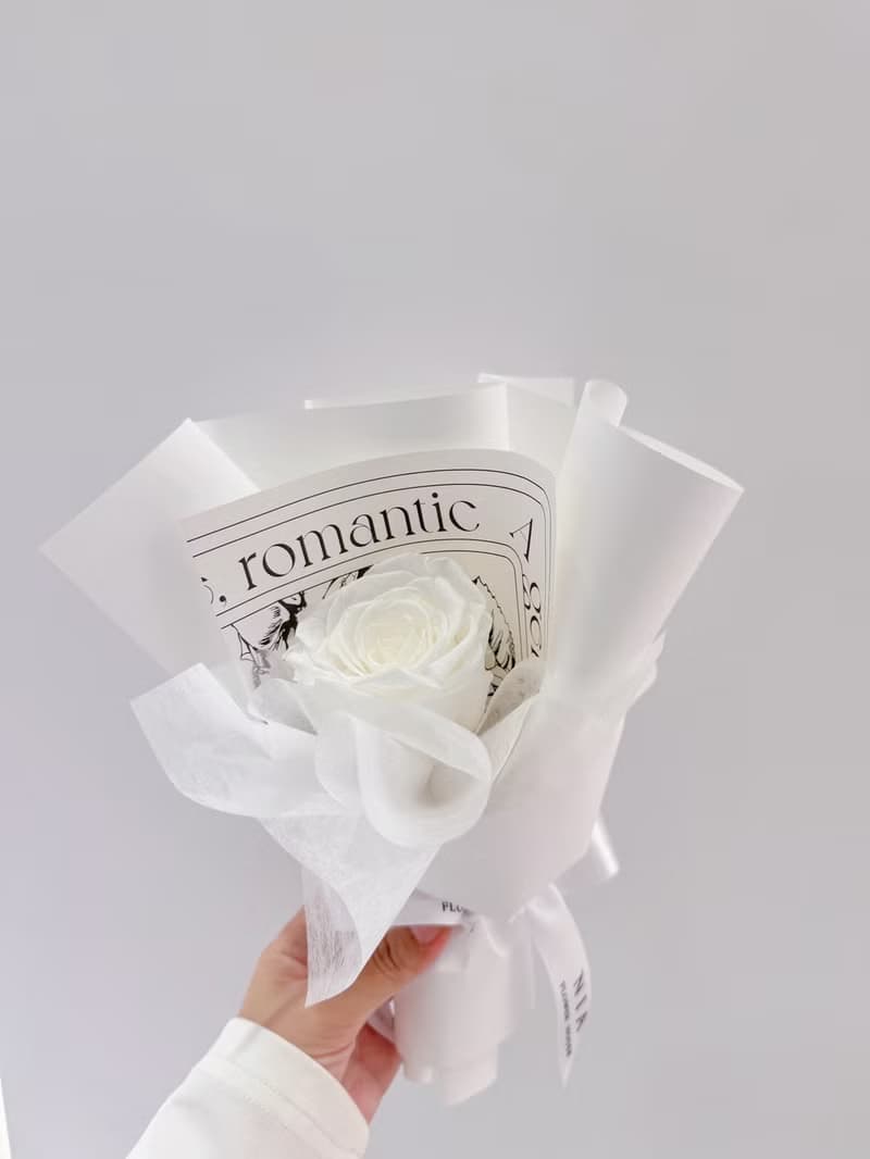 妮婭設計|快速出貨 單朵純潔的白永生小花束(主花為厄瓜多XL永生)