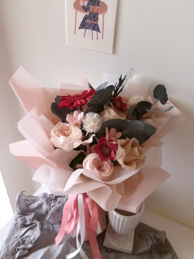 粉色永生玫瑰花束|可自取