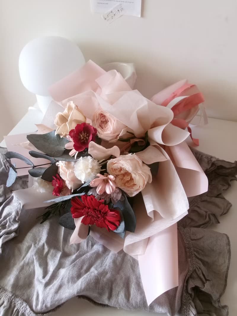 粉色永生玫瑰花束|可自取