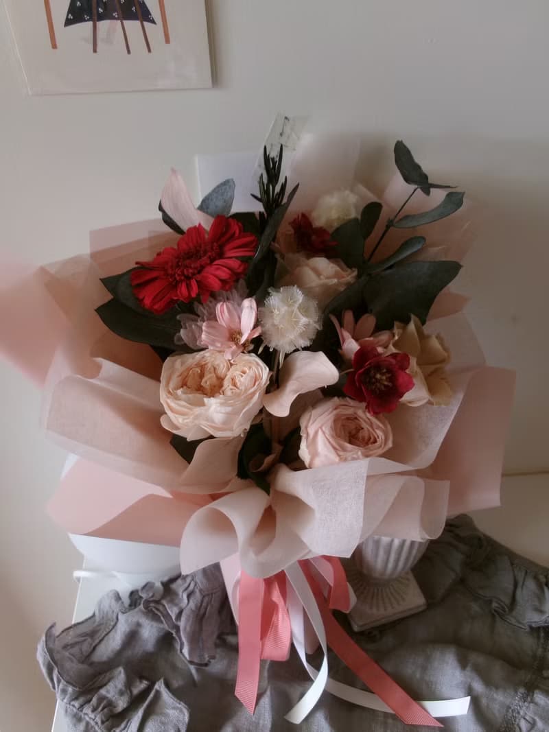 粉色永生玫瑰花束|可自取