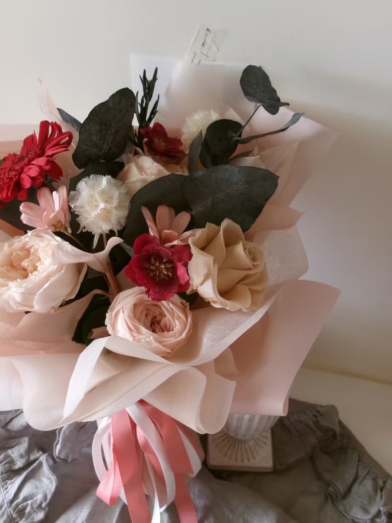 粉色永生玫瑰花束|可自取