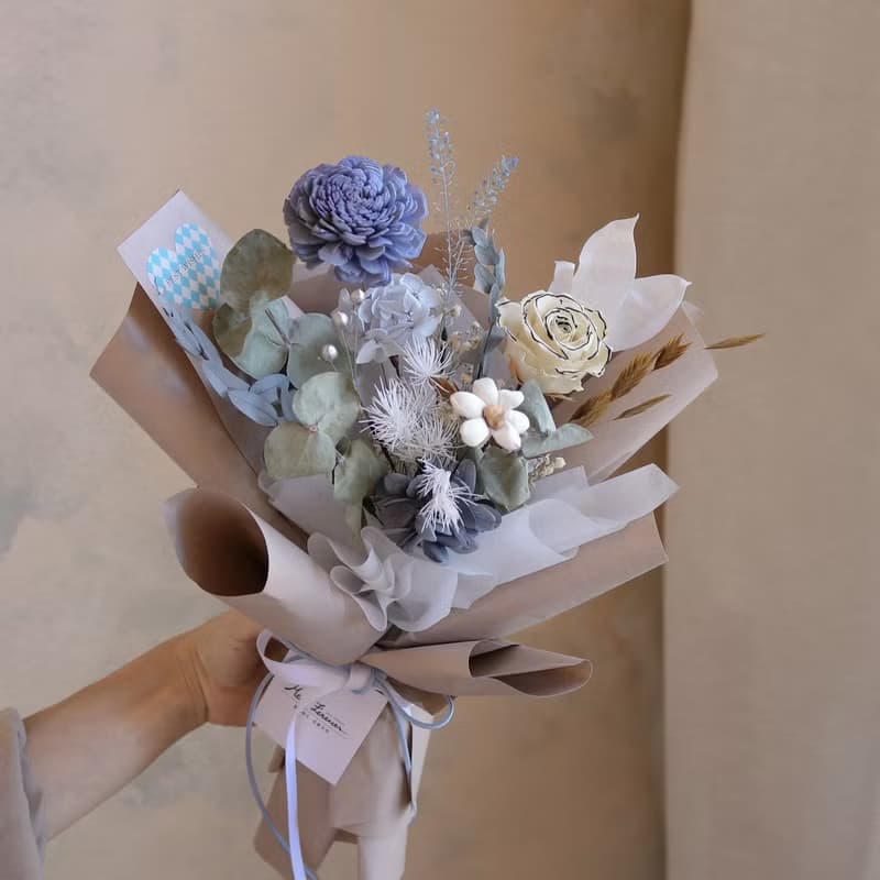 【遇見恆久】午後溫柔永生玫瑰花束 情人節花束  七夕花束 共2款