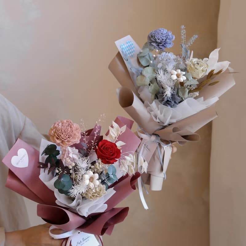 【遇見恆久】午後溫柔永生玫瑰花束 情人節花束  七夕花束 共2款