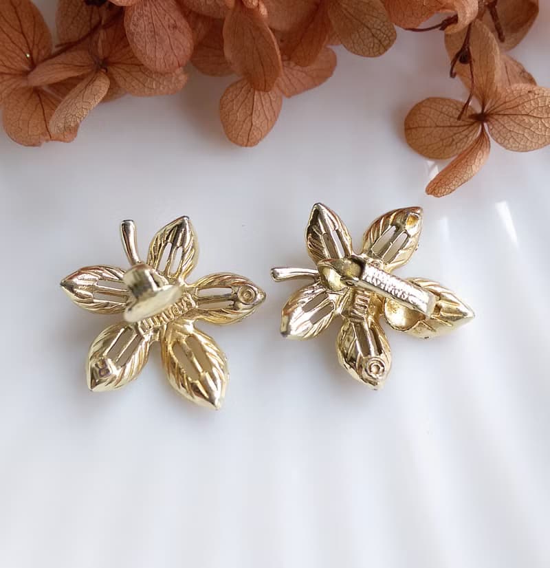 Vintage Jewelry 西洋古董飾品 SARAH COV Ivy系列 淡金 夾式耳環