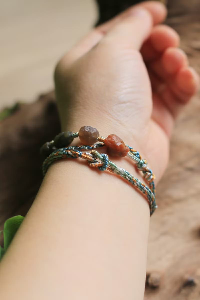春秋全手工編繩 | 瑪瑙原石 | 多層幸運手繩 | 獨一無二