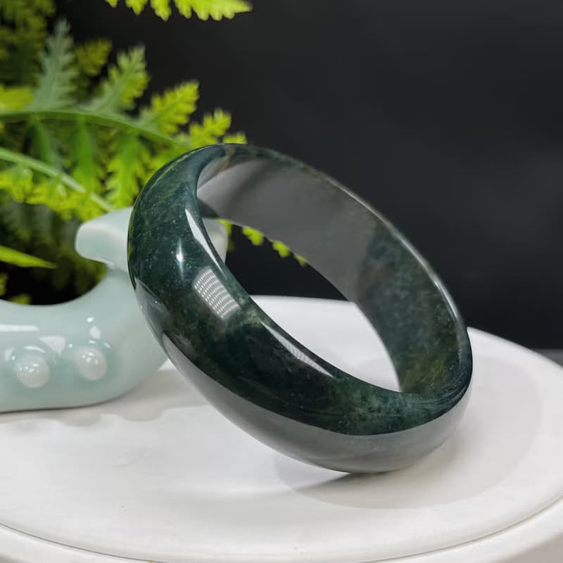 水草瑪瑙手镯 57MM 冰潤滿草飄花苔藓玉髓手環 蓬勃氣息 清新高雅