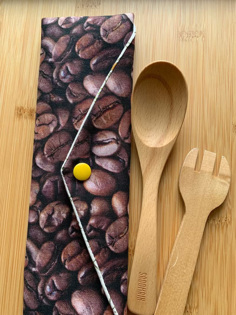 文青風環保筷袋 ~品一杯咖啡 收納 手作餐具袋 純棉